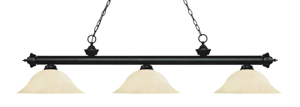 Riviera 3 Light Billiard Light in Matte Black Finish