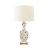 HANDPAINTED TOLE TABLE LAMP IN BROWN LEOPARD PATTERN