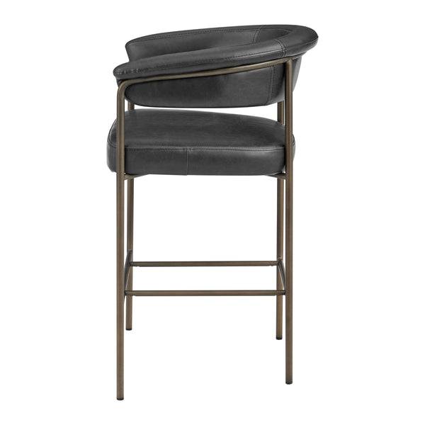 Kaiden KD Faux Leather Counter Stool, Cano Black 