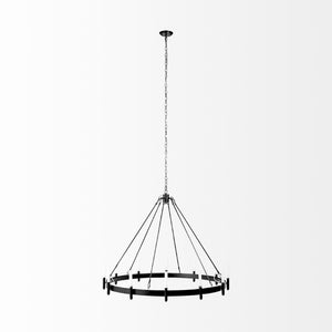 Decamp I (47.2"x36.2") Black Metal Chassis Glass Tube Twelve Light Chandelier