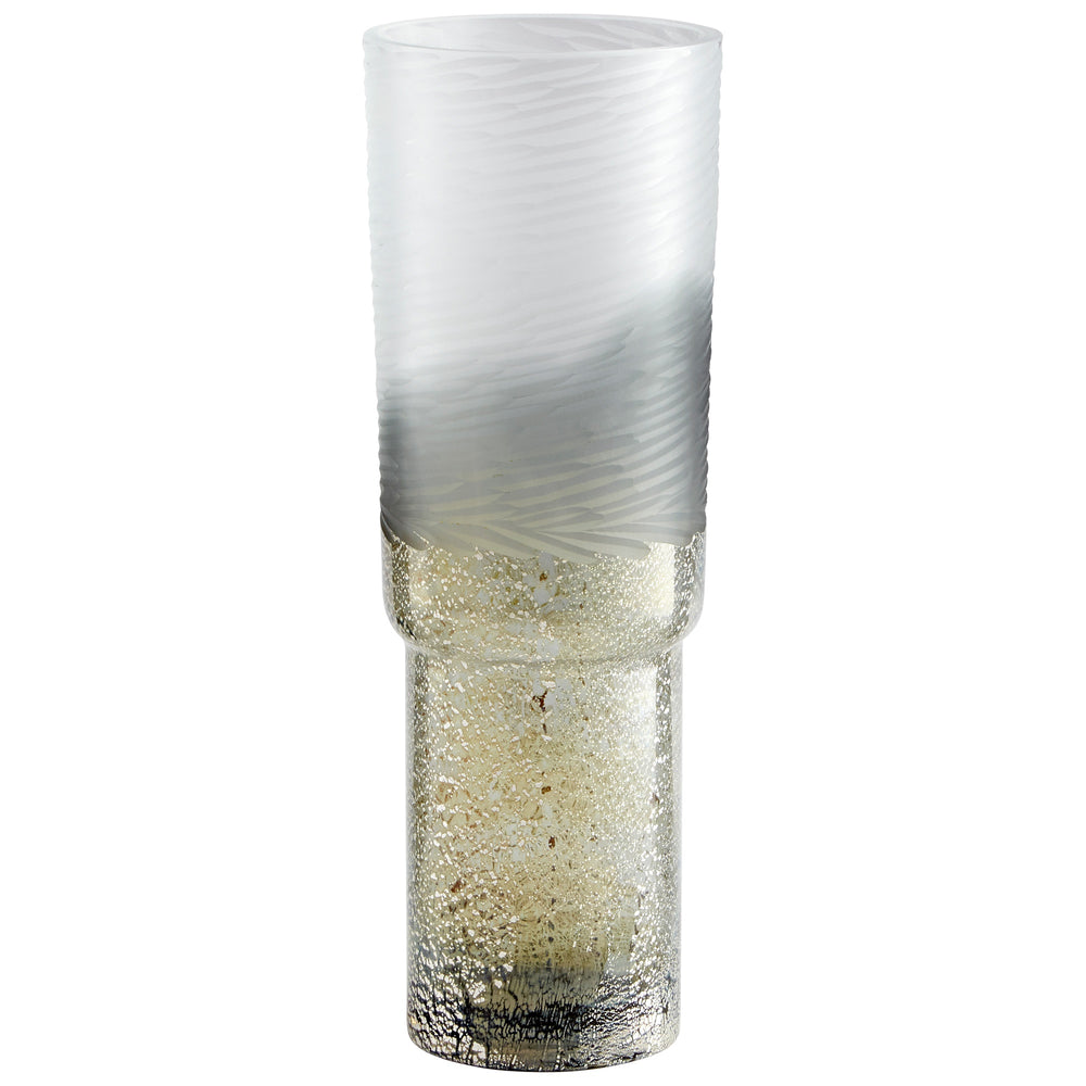Large Canyonland Vase in Clear and Guilded Silver