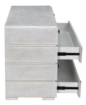 Hofman Mahogany and Veneer Dresser with Brass Pulls in White Wash Finish