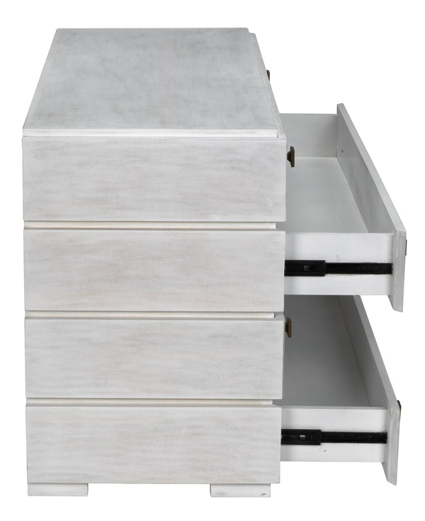 Hofman Mahogany and Veneer Dresser with Brass Pulls in White Wash Finish