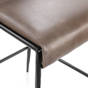 Kayne Leather Counter Stool with Iron Hammered Frame