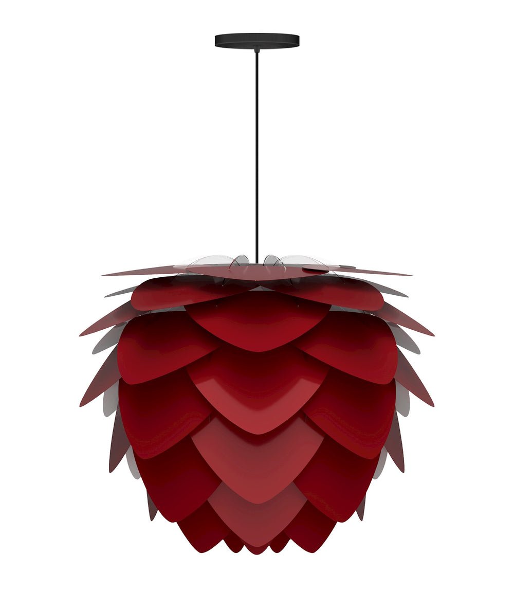 Aluvia Medium Hardwired Pendant in Ruby with Black Cord