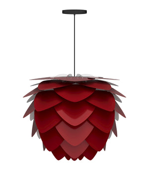 Aluvia Medium Hardwired Pendant in Ruby with Black Cord