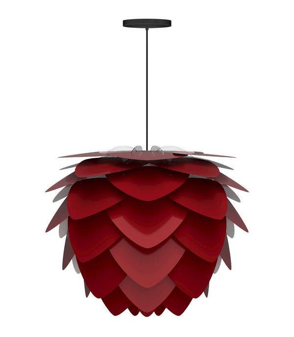 Aluvia Medium Hardwired Pendant in Ruby with Black Cord
