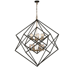 Artistry AC11112 Chandelier in Matte Black & Harvest Brass