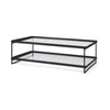 Trey 56"L x 32"W x 17"H Black Metal W/Glass Coffee Table