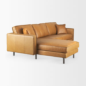 D'Arcy 111"L x 70"D x 33"H Tan Leather Left Chaise Sectional