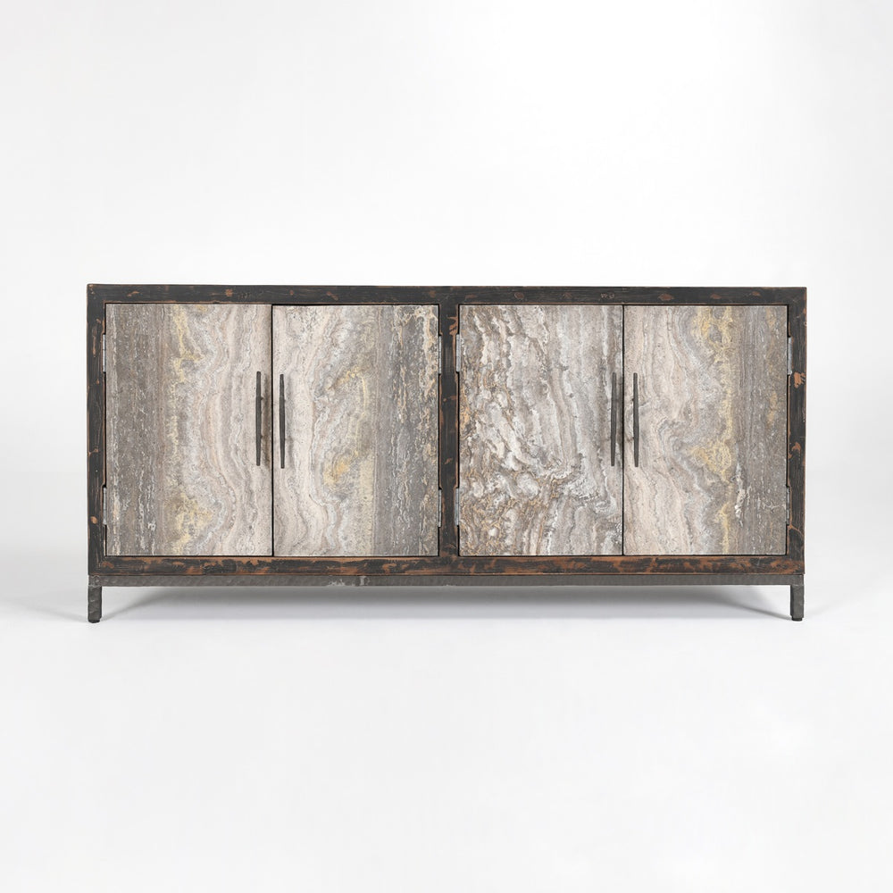 Lisbon Solid Wood Cabinet with Reclaimed Pine - Weathered Black