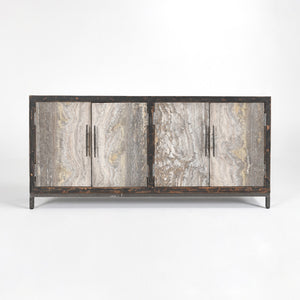 Lisbon Solid Wood Cabinet with Reclaimed Pine - Weathered Black