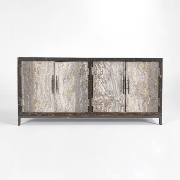 Lisbon Solid Wood Cabinet with Reclaimed Pine - Weathered Black