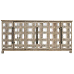 Landon Solid Wood 6Dr Cabinet with Mirror Accents - Cream