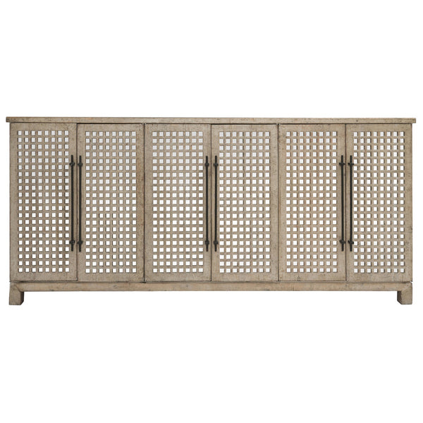 Landon Solid Wood 6Dr Cabinet with Mirror Accents - Cream