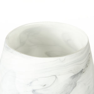 Volta I Short Gray Cream Glass Abstract Pattern Vase