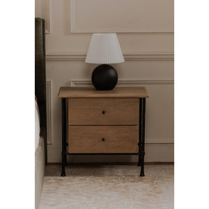 Rene Nightstand in Brown with Iron Legs