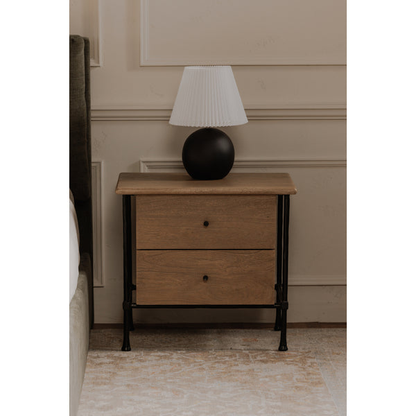 Rene Nightstand in Brown with Iron Legs