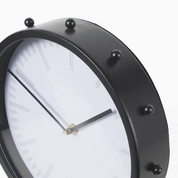 Marian 11.0L x 3.1W x 11.0H Black Studded Round Table Clock