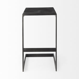 Kiran 17L x 17W x 30H Black Wood W/ Black Metal Base C-Shape Bar Stool