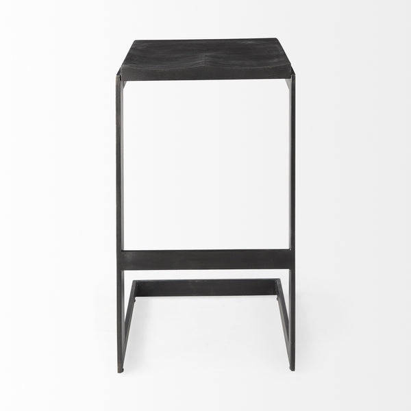 Kiran 17L x 17W x 30H Black Wood W/ Black Metal Base C-Shape Bar Stool