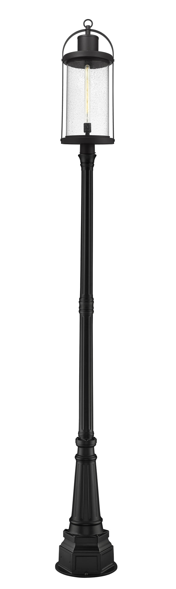 Roundhouse 1 Light Outdoor Post Mounted Fixture in Black Finish
