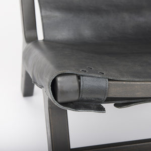 Elodie 24.4L x 33.9W x 30.7H Black Leather W/Black Stain Beech Wood Frame Accent Chair