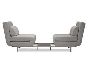 ISO Double Fabric Motion Sofa in Double silver fabric