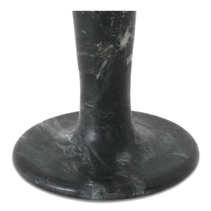 East Short Candle Holder in Black Veined Marble