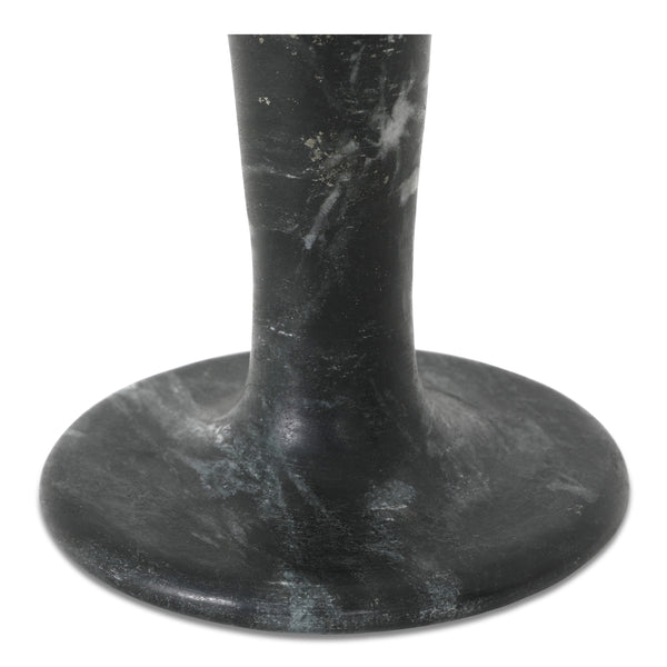 East Short Candle Holder in Black Veined Marble