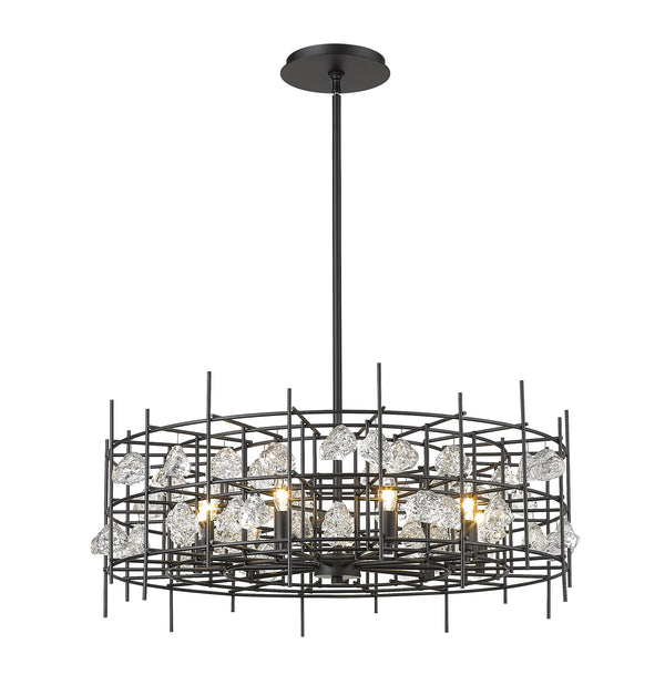 Garroway 9 Light Chandelier in Matte Black Finish