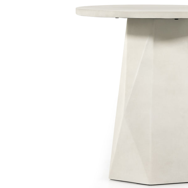 Bowman Outdoor End Table In White Concrete
