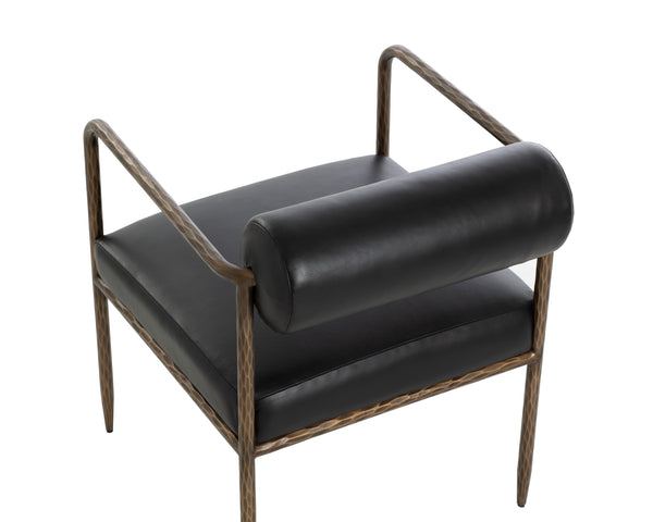 AJANI DINING ARMCHAIR - CHARCOAL BLACK LEATHER