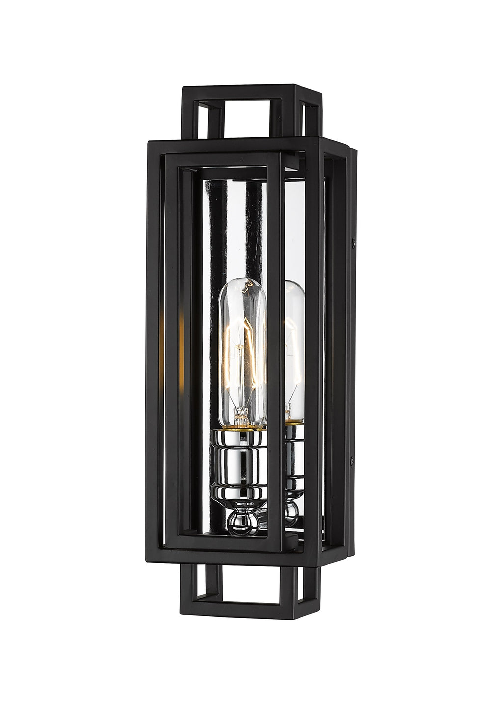 Titania 1 Light Wall Sconce in Black + Chrome Finish