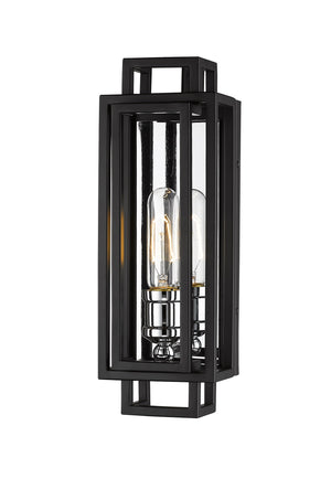 Titania 1 Light Wall Sconce in Black + Chrome Finish