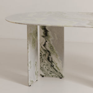 Celia Oval Dining Table in Green Onyx Marble