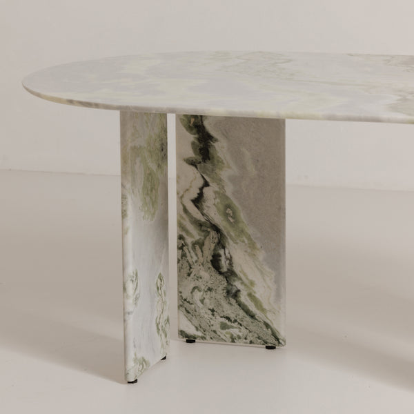 Celia Oval Dining Table in Green Onyx Marble