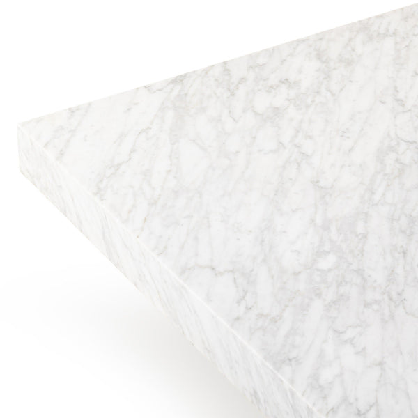 Bellamy Rectangular Coffee Table In White Carrera Marble
