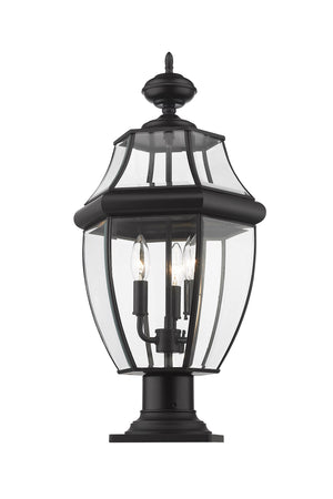 Westover 3 Light Outdoor Pier Mounted Fixture in Black Finish