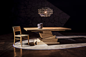 Vulcan Chandelier, Black Steel with Black Glass