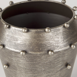Elio  9.1H Small Champagne Metal W/Studs Vase