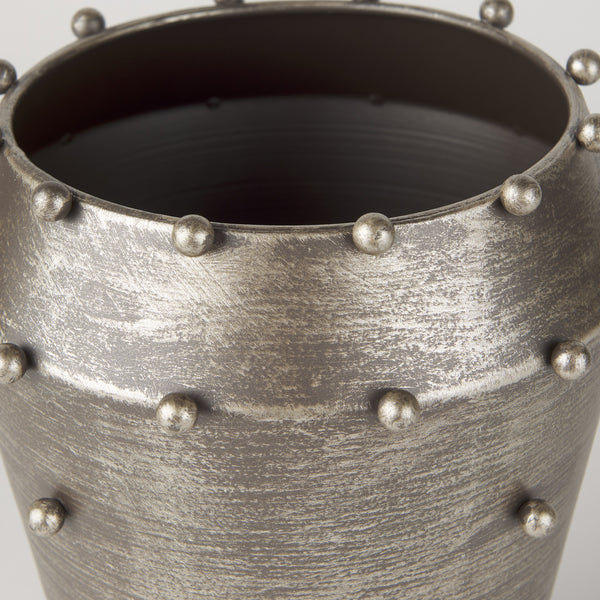 Elio  9.1H Small Champagne Metal W/Studs Vase