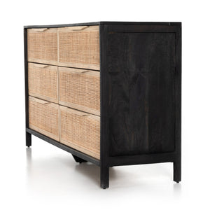 Sydney 6 Drawer Dresser - Natural Cane