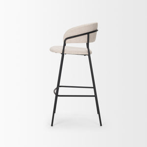 Carolyn Bar Stool w/ Oatmeal Fabric & Matte Black Metal