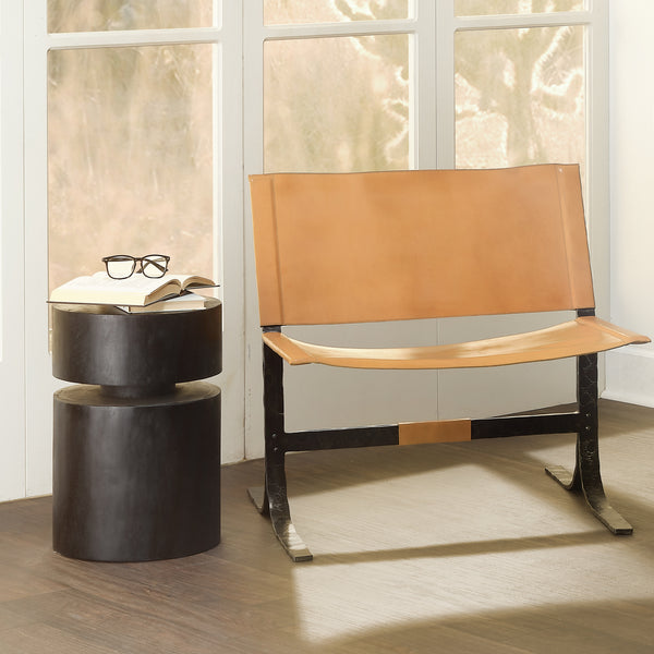  Dylan Wood Round Side Table, Charcoal