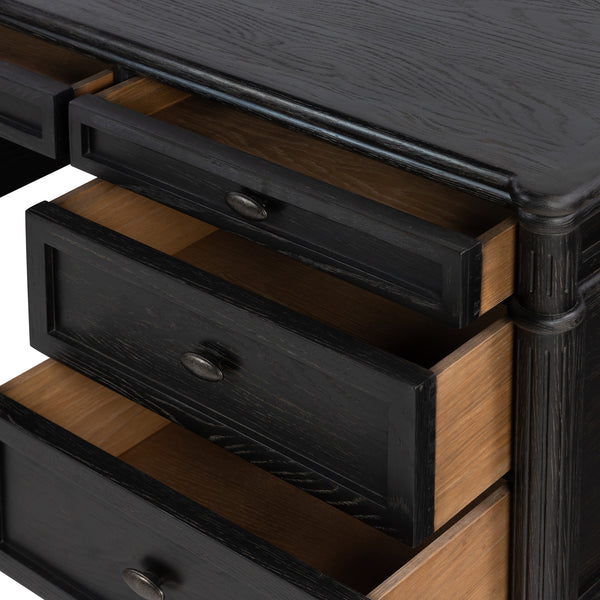 Toulouse Executive Desk In Distressed Black