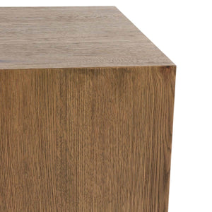 Layne Solid Oak Wood Square End Table with Plinth Base