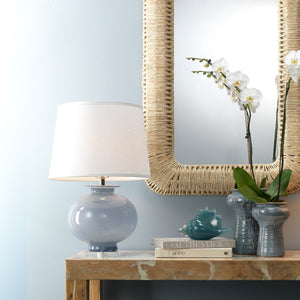 Heirloom Glass Table Lamp with Linen Shade