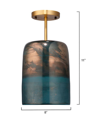Vapor Glass Semi-Flush Mount, Aqua