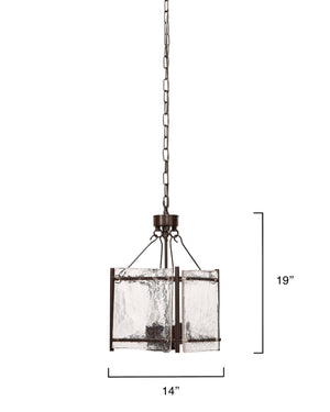Glenn Small Square Metal 4-Light Chandelier, Bronze